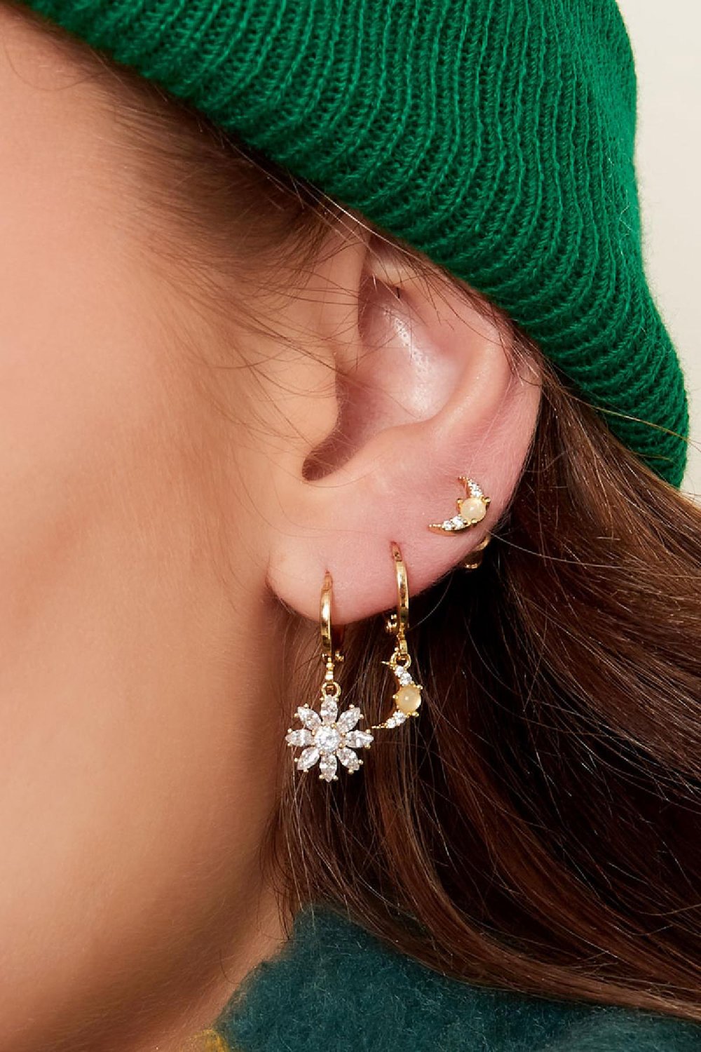 Clous d'oreilles Lune - Collection Sparkle Cuivré h5Image3